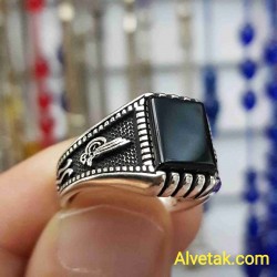 Siyah Oniks Taşlı 925 Ayar Gümüş Erkek Yüzük : 00003 Siyah Oniks Taşlı 925 Ayar Gümüş Erkek Yüzük : 00003